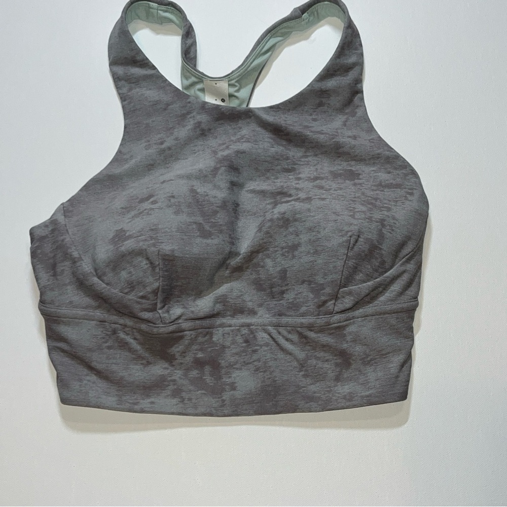 Lululemon Gray Camo Racerback Sports Bra Light Sage Lined